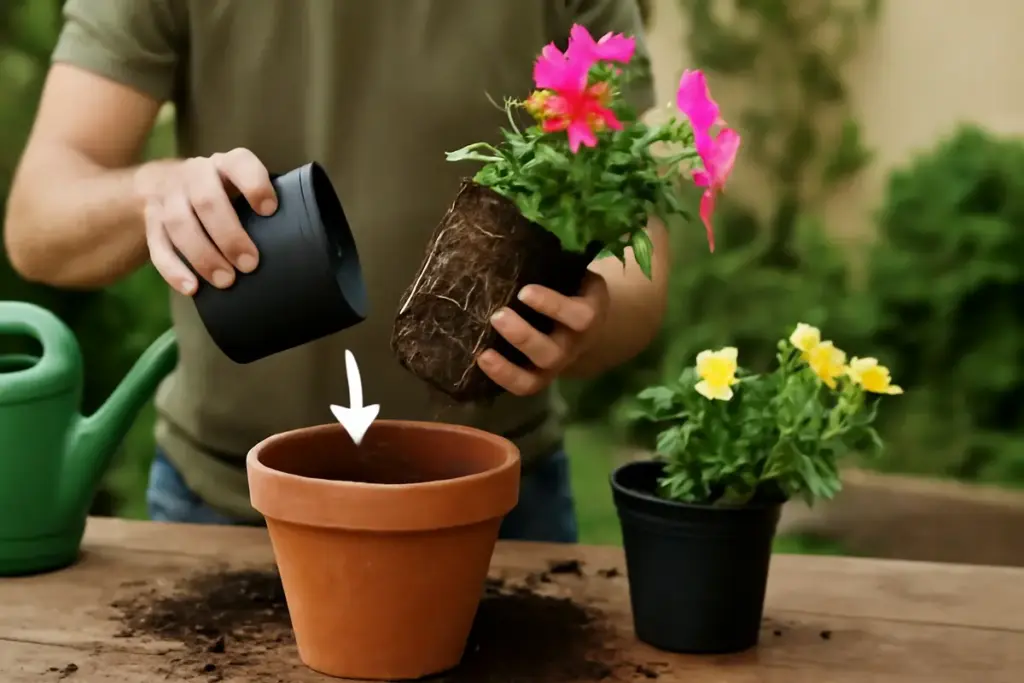 Travaso delle piante fiorite annuali: la sequenza di movimenti che limita danni alle radici