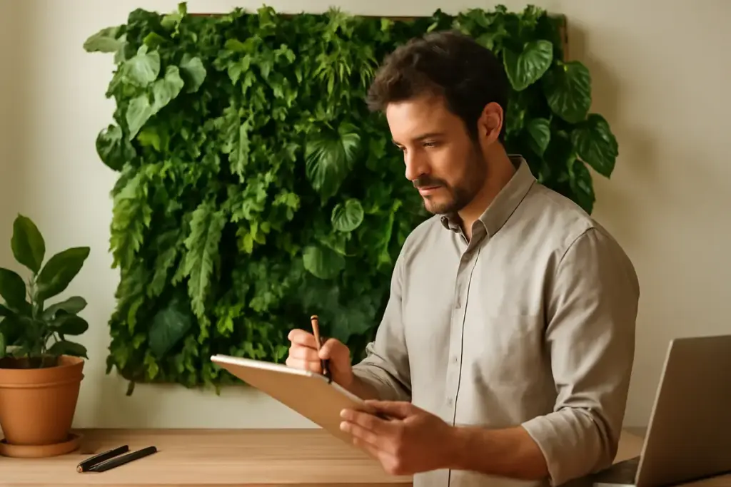 Ideare un giardino verticale da interni: il trucco per ottenere un effetto scenografico duraturo